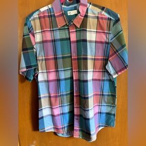 Gap Men’s Madras Plaid Short Sleeved Button Up